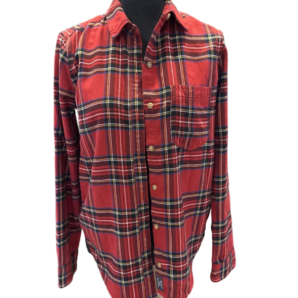 Abercrombie & Fitch Flannel Shirt Red Black Plaid Button Down XS